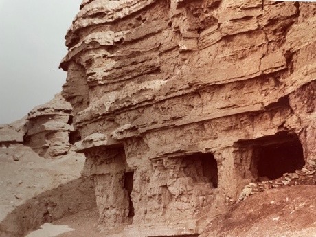 Caves, or perhaps even dwellings, carved into the steep mountainsides by Ulrich Seidl